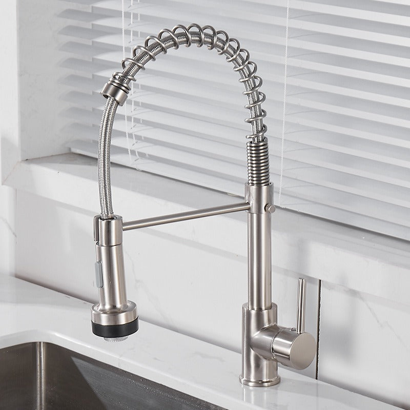 All copper spring faucet, kitchen sink with rotatable pull-out paint, black and gold dots - Korvel