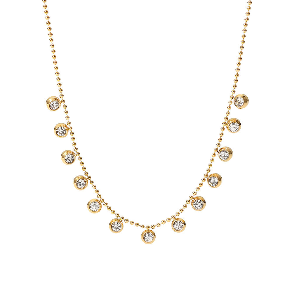 Fashionable and versatile titanium steel necklace white zircon stainless steel necklace for women - Korvel