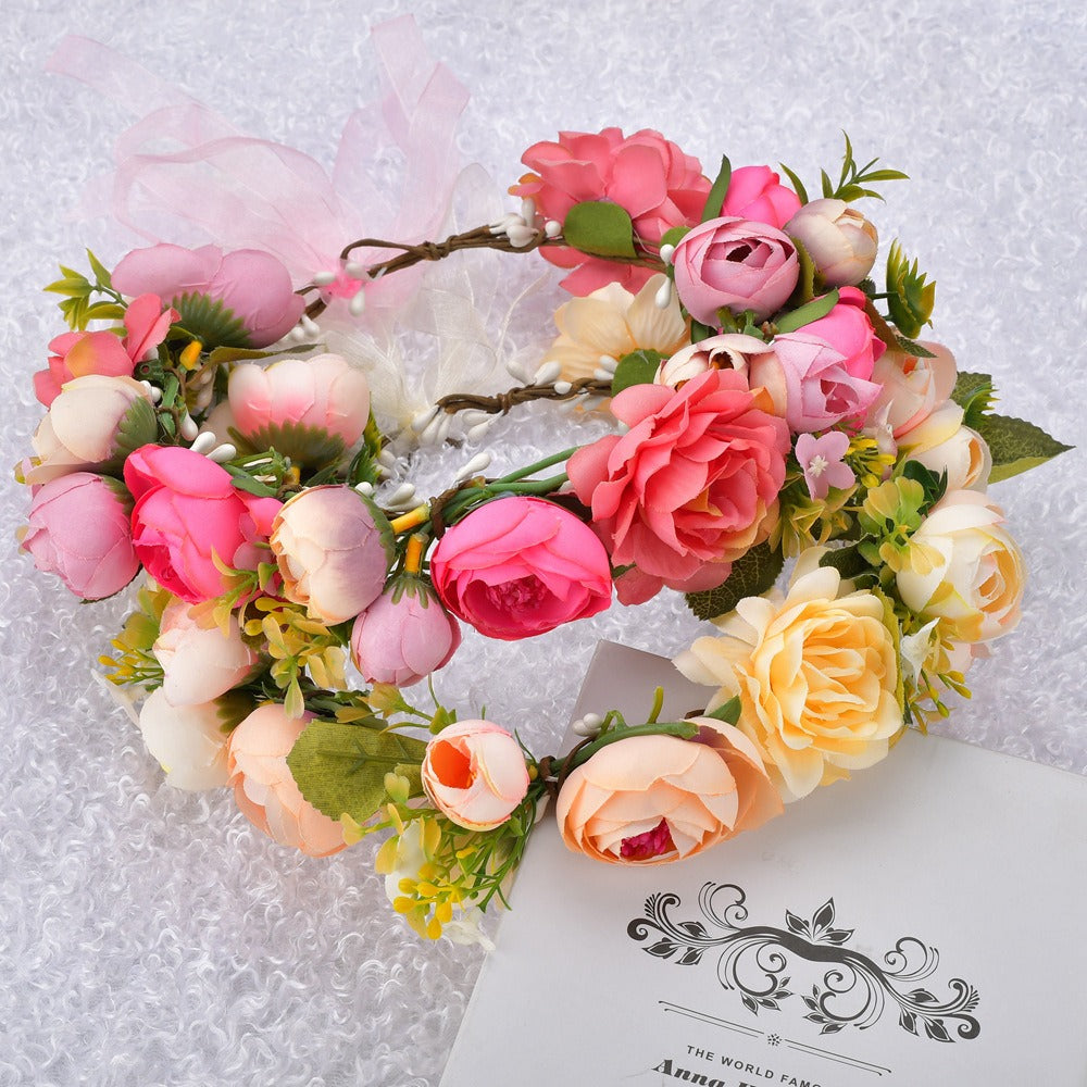 Bohemian floral hairband bride photo shoot bride hair accessories - Korvel