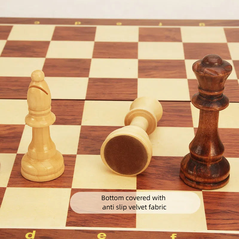 Magnetic Wood Chess Folding Chess Board Puzzle Game for Adults and Children Checkers Toy - Korvel