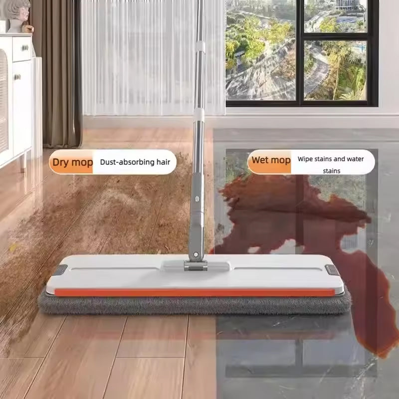 A 33cm Home Floor Cleaning Set: Hand Free Flat Mop & Bucket, 360° Rotating, Washable Microfiber, Lazy Cleaning Tool. - Korvel