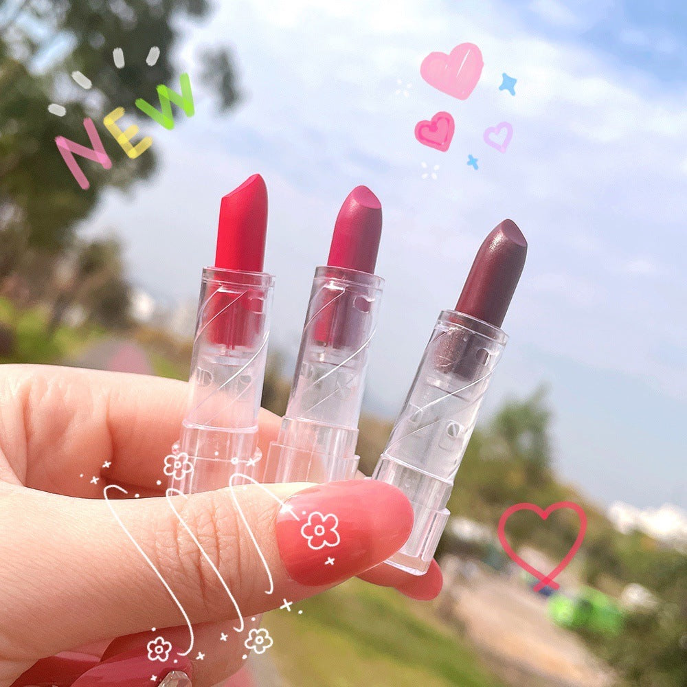 Transparent Shell Lipstick Matte Peach Pink Student Model Plain White Lipstick Sample Lipstick - Korvel