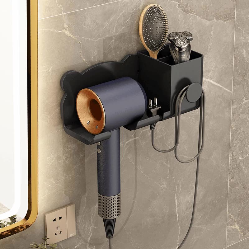 Premium Wall-Mounted Hair Dryer and Accessory Rack