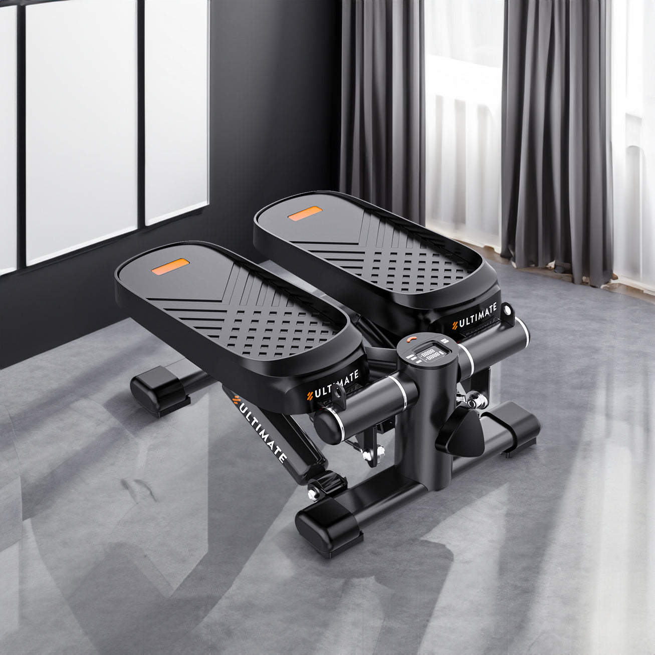 Home Office Exercise 330LBS Capacity Mini Stepper with Resistance Bands and LCD Monitor - Korvel