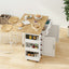 Multi-Functional Kitchen Island Cart with 2 Door Cabinet and Two Drawers,Spice Rack, Towel Holder, Wine Rack, and Foldable Rubberwood Table Top (White) - Korvel