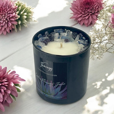 Dreamy Cactus Flower & Jade Crystal Candle | 9oz Coconut-Soy Blend