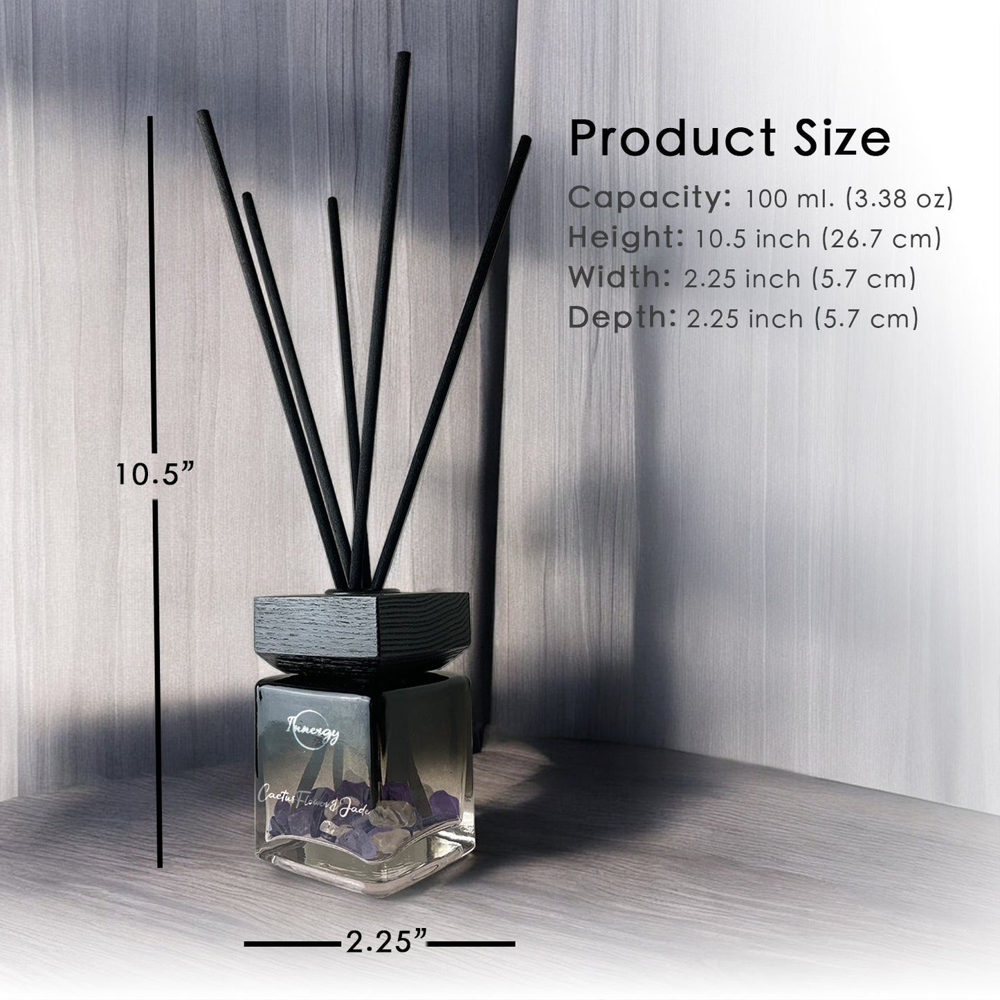 Jade-Infused Cactus Blossom Reed Oil Diffuser, 100ml - Korvel