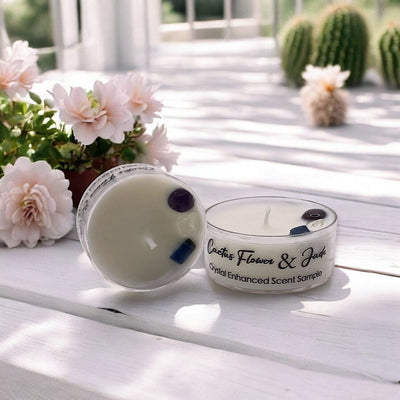 Cactus Blossom & Jade Crystal Candle - Premium Coconut-Soy Wax Tealight, 1oz - Korvel