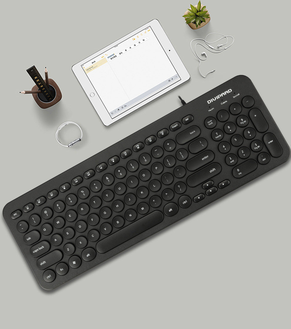 D520 Silent Wired Esports Keyboard USB Ultra Thin 104 Key Business Office Retro Punk Computer Gaming Keyboard - Korvel