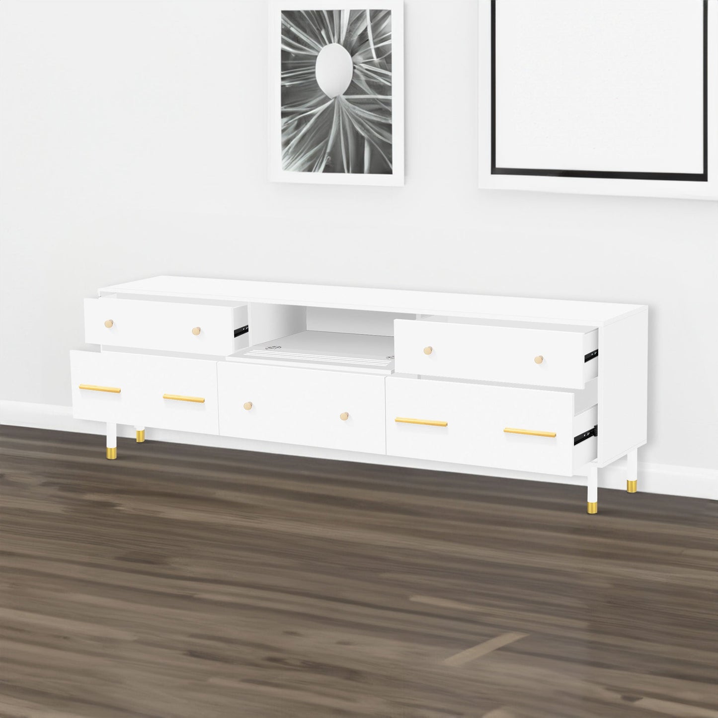 U-Can TV Stand for 75+ Inch TV Entertainment Center TV Media Console Table Modern TV Stand - Korvel