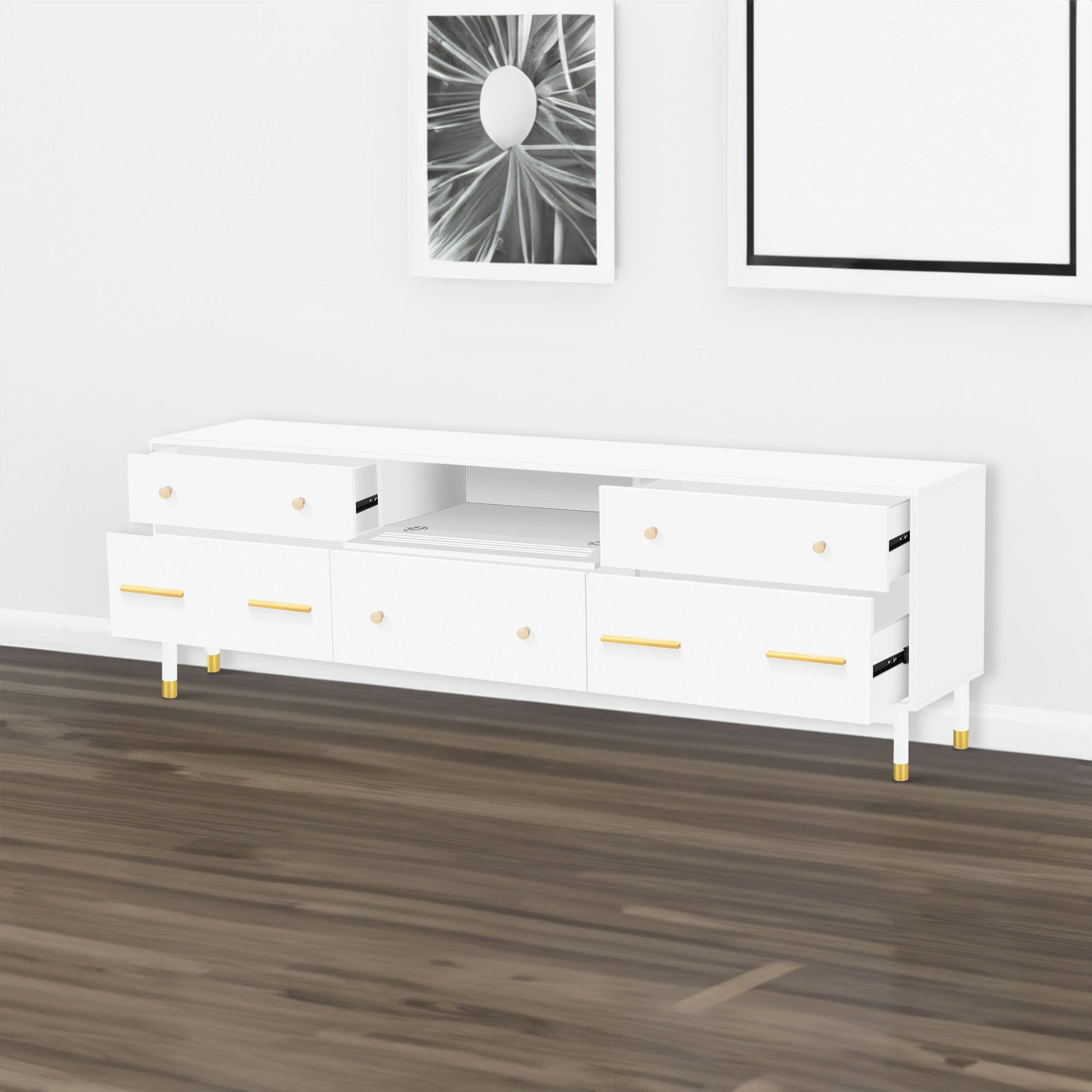 U-Can TV Stand for 75+ Inch TV Entertainment Center TV Media Console Table Modern TV Stand - Korvel