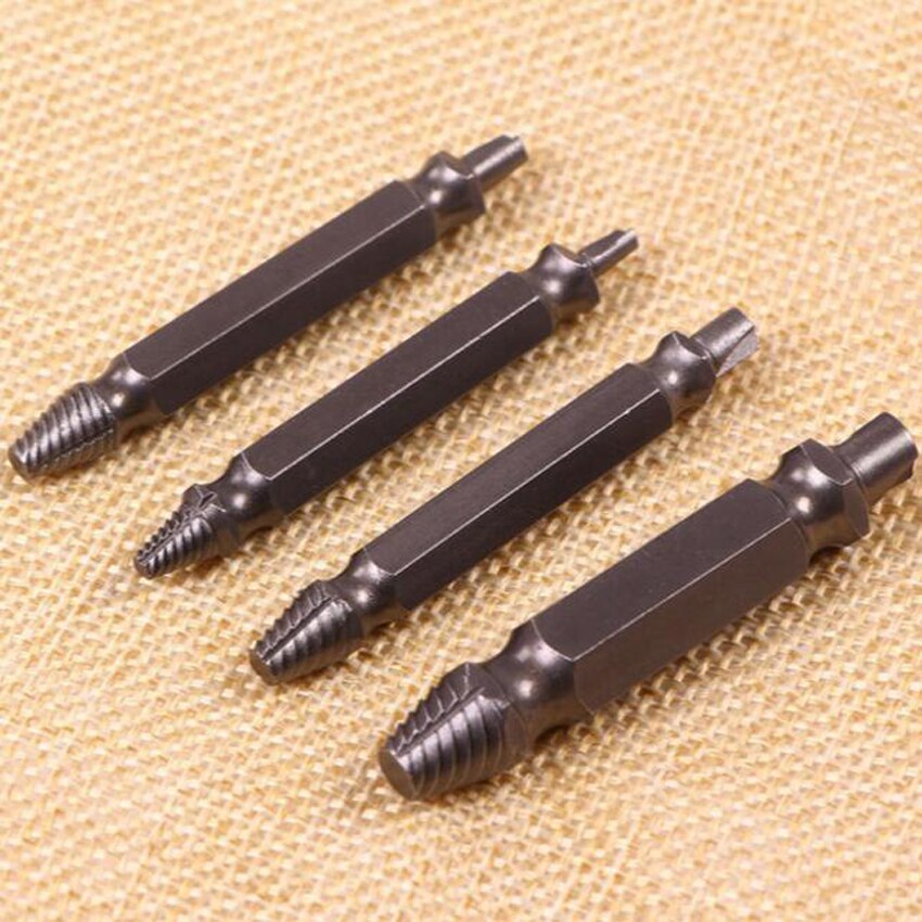 4pc/set Speed Out Core Drill bit Damaged Screw Extractor Remover Drill For Removing Any stripped screw (phillips, Flat, Hex) - Korvel