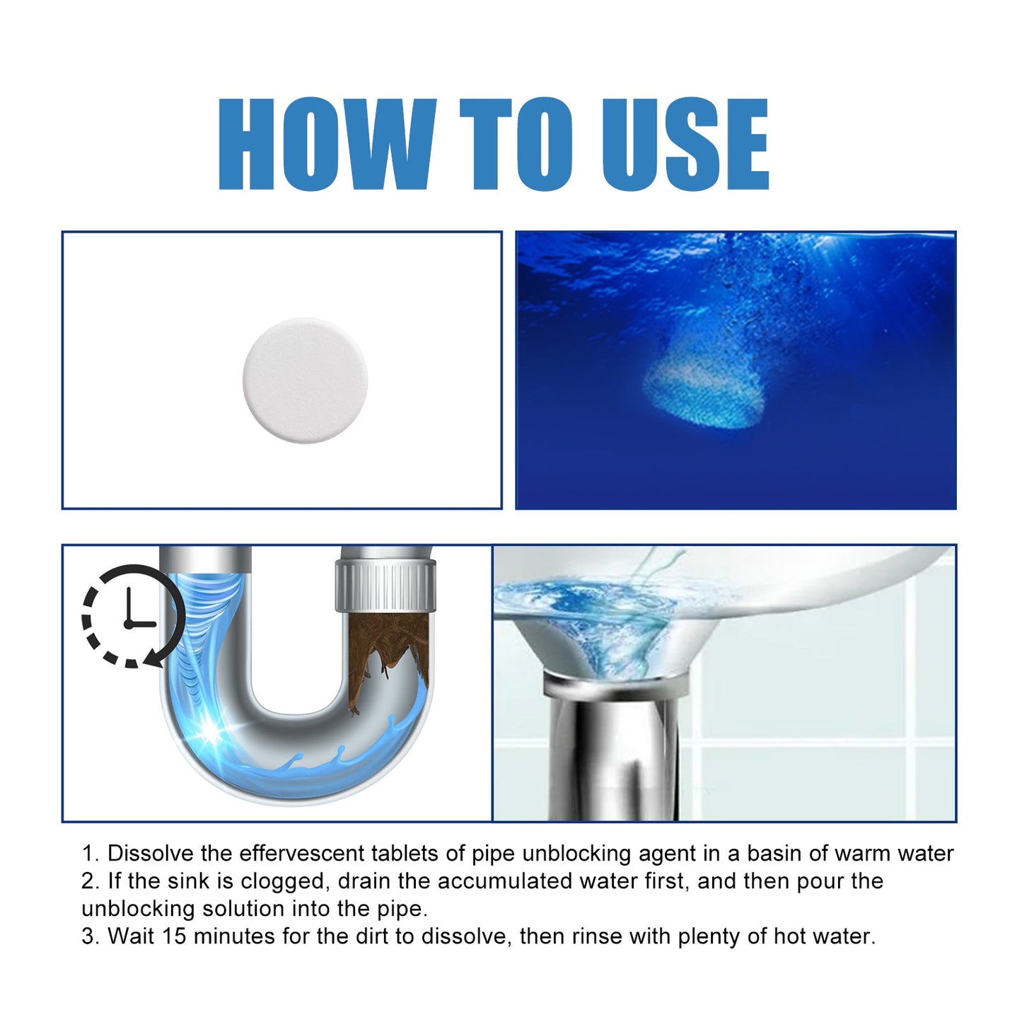 Effervescent Pipe Dredging Agent Tablets for Drain Cleaning