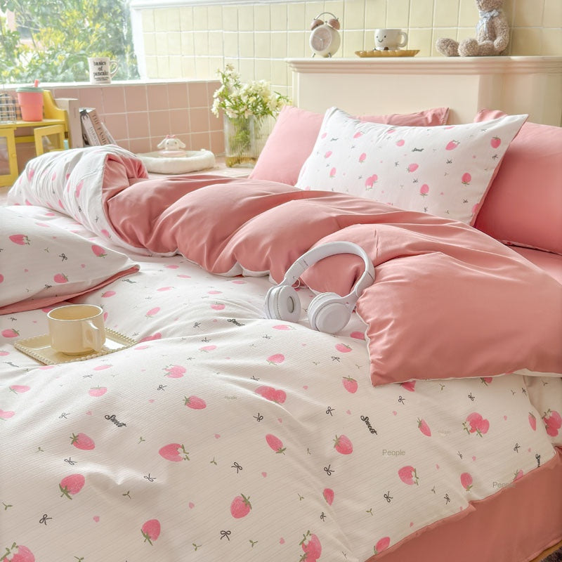 Juego de Ropa de Cama Jacquard de Cuatro Piezas de Doble Gasa