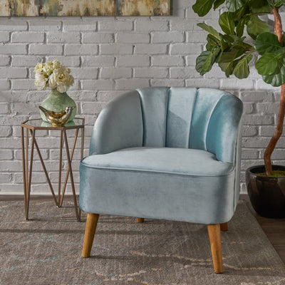 Elegant Blue Velvet Armchair