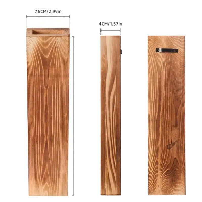 Wooden wall vase dried flower decoration green plant container pine wood wall hanging vase - Korvel