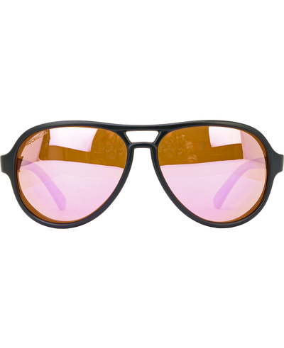 Casino Sunglasses - Black & Pink Mirror Polarized Lenses - Korvel