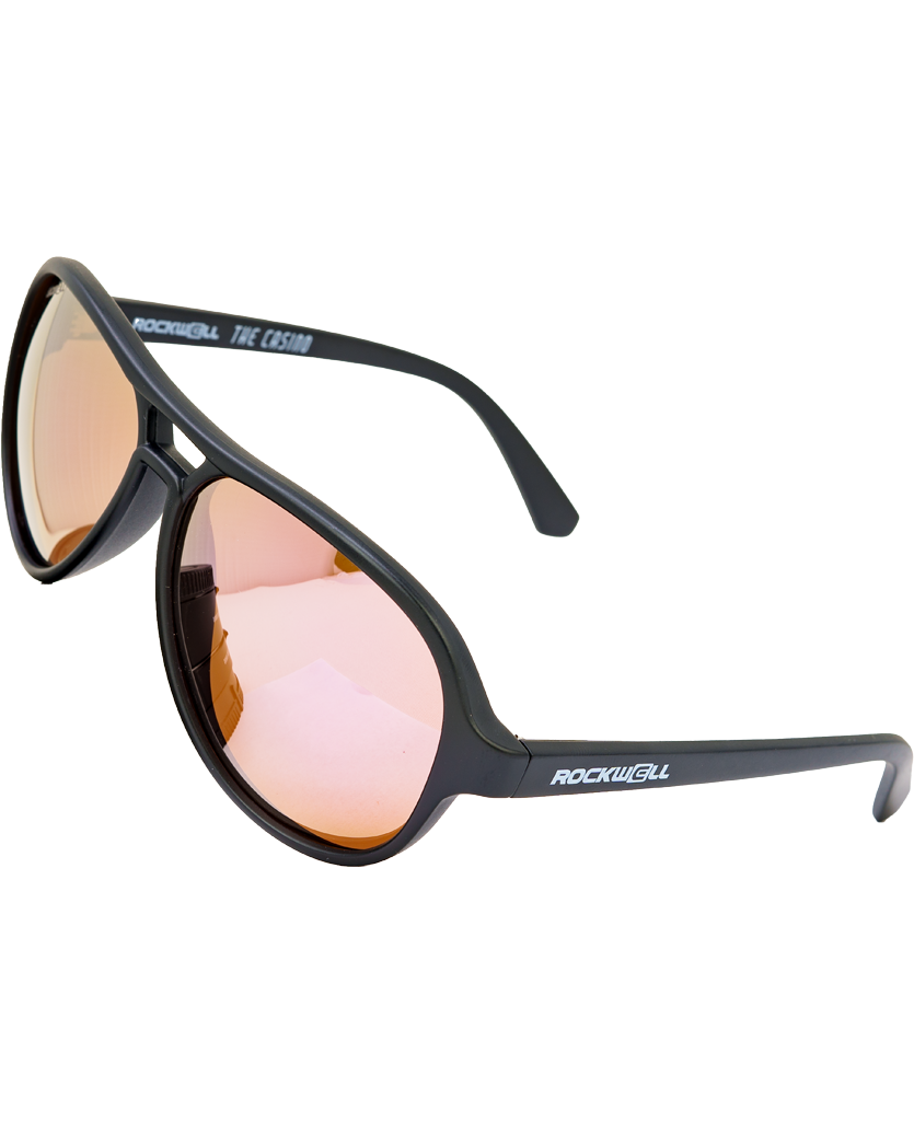 Casino Sunglasses - Black & Pink Mirror Polarized Lenses - Korvel