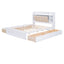 Wood Queen Size Platform Bed with Storage Headboard  Shelves and 4 Drawers  White - Korvel