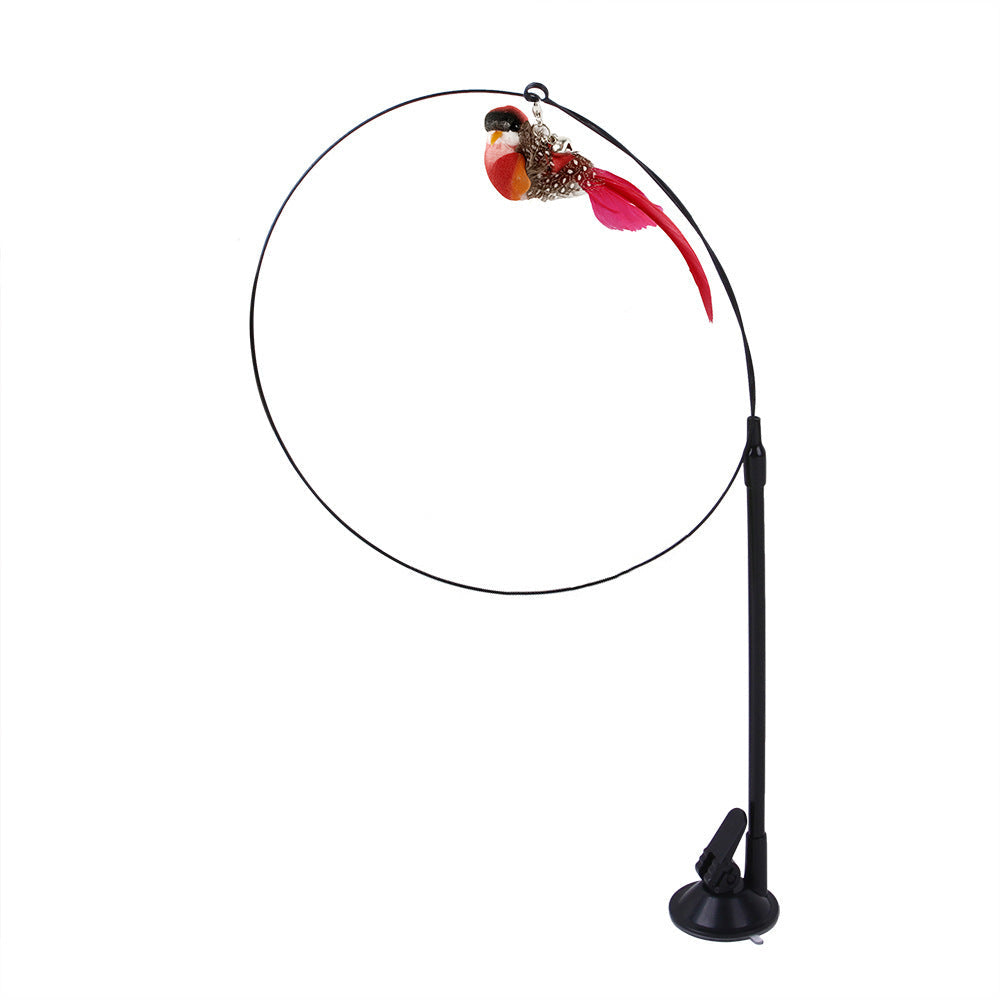Suction cup cat toy stick that can be attached and held with steel wire multi head interchangeable cat toy and pet supplies - Korvel
