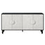 Vintage White Large Faceted Carved Sideboard with Black Frames