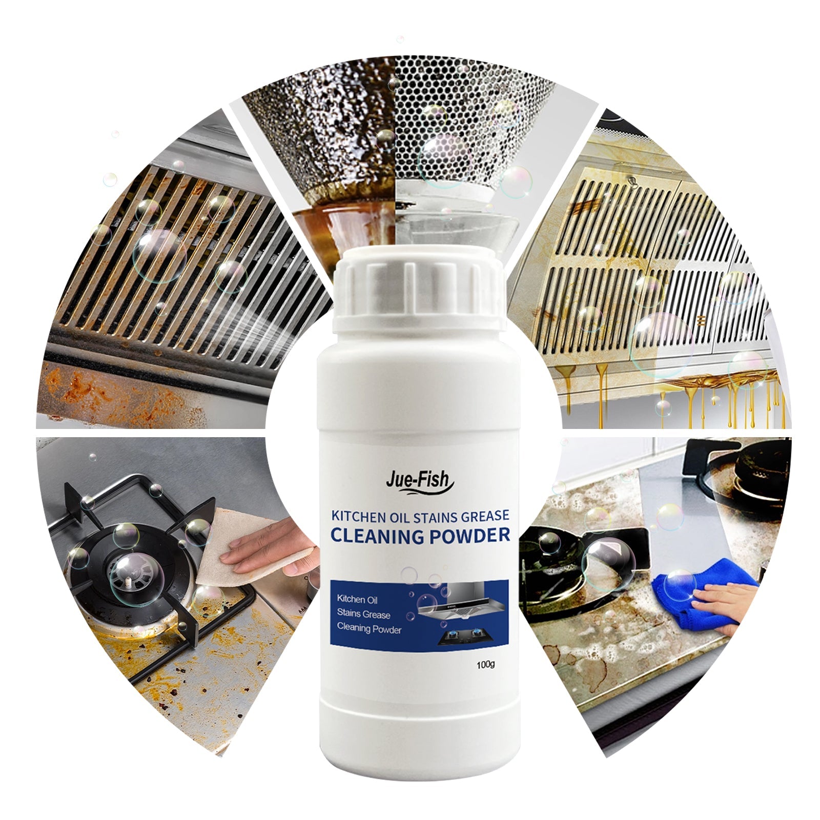 Oil Cleaning Powder, Kitchen Range Hood Stove Oil Rust Dirt Cleaning Powder - Korvel