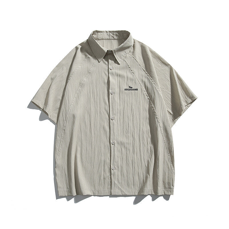 Pocket embroidery workwear short sleeved shirt men's and women's loose half sleeved shirt - Korvel