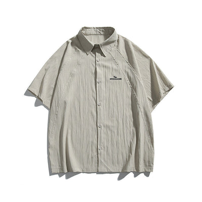 Pocket embroidery workwear short sleeved shirt men's and women's loose half sleeved shirt - Korvel