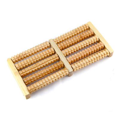 Wooden foot massager high quality wooden five row stress relieving treatment relaxing massage roller health massage tool - Korvel