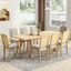 TOPMAX expandable 84 inch dining table set with 24 inch detachable leaves, 6 armless chairs and 2 armchairs  9 pieces natural - Korvel
