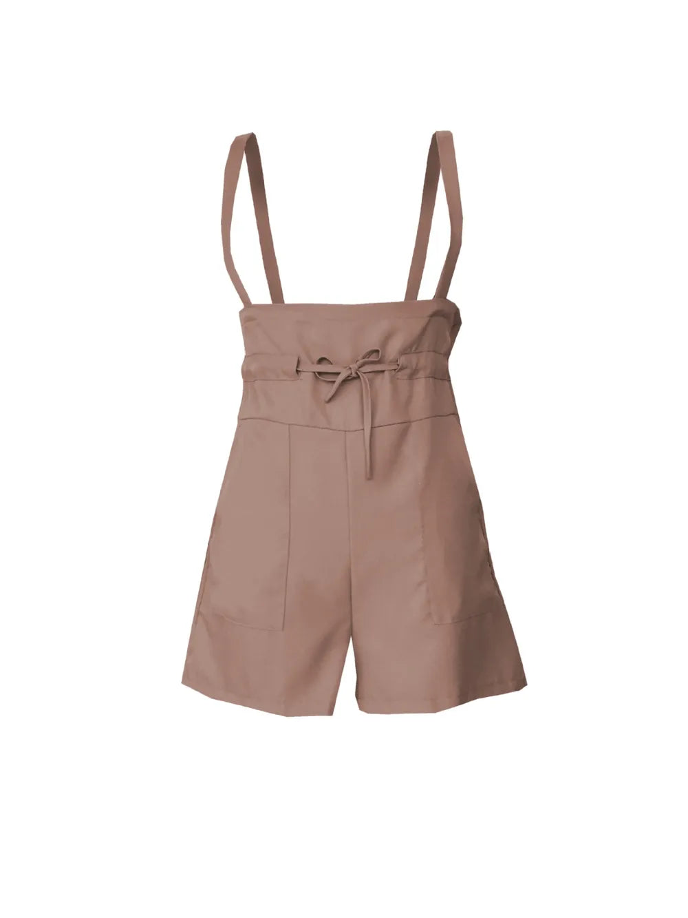 Drawstring Wide Strap Overalls with Pockets - Korvel