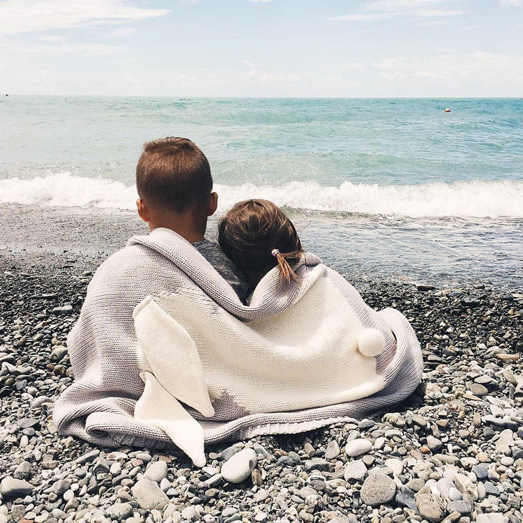 New Rabbit Ears Blanket Three Dimensional Rabbit Blanket Children's Knitted Blanket Baby Blanket - Korvel