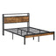 Queen Size Metal Platform Bed Frame with Wooden Headboard and Footboard with USB LINER - Korvel
