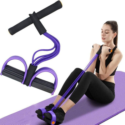 Six tube upgraded sit ups abdominal exercises yoga fitness tension rope multifunctional foot pedal stretcher - Korvel