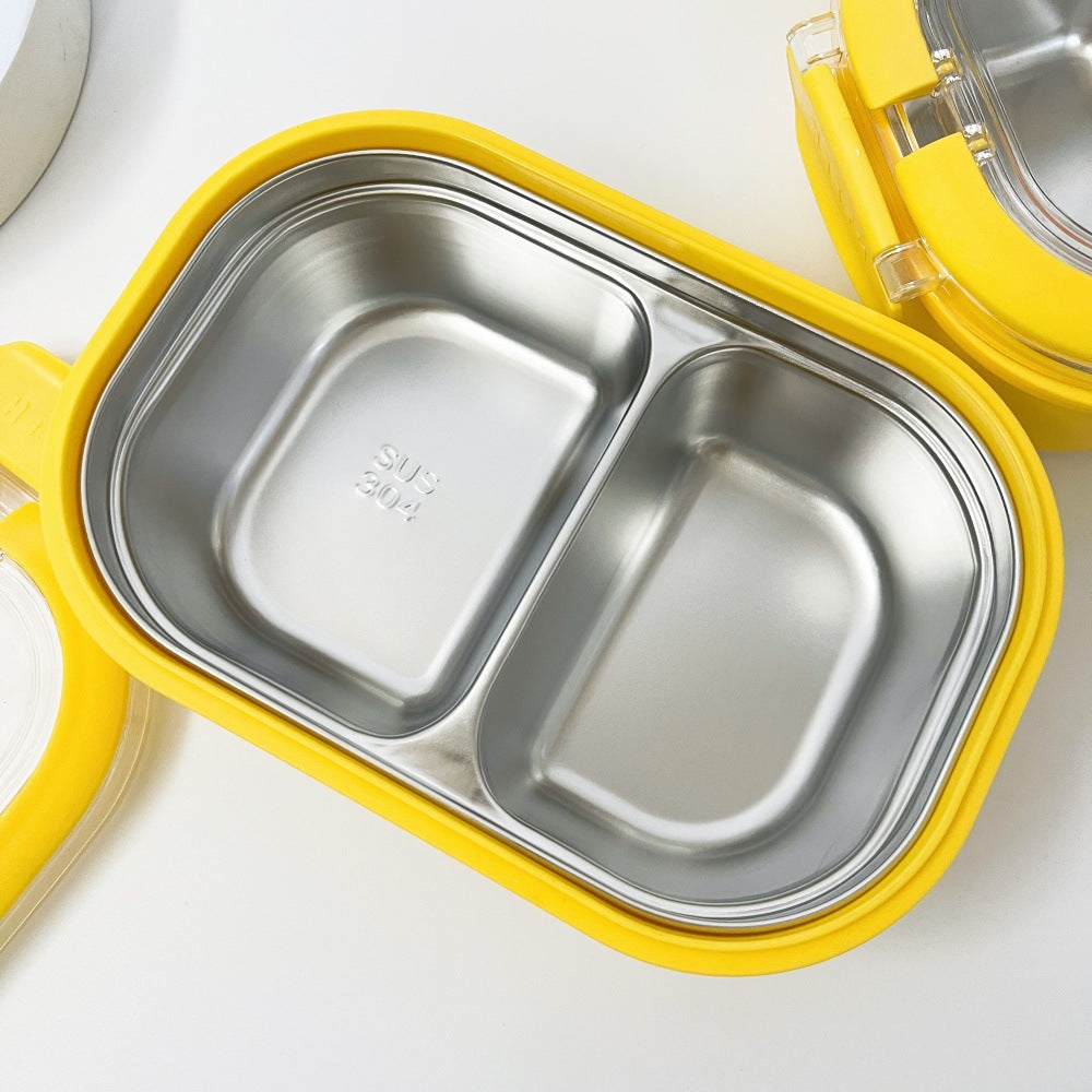 ins style high value cute large capacity compartment lunch box lunch box foldable handle lunch box - Korvel