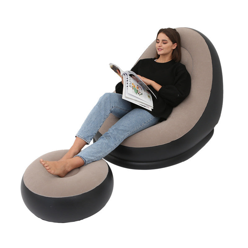 Inflatable Air Mattress Lazy Sofa Deck Chair Comfortable Leg Stool Rest Single Beanbag for home and Outdoor Use - Korvel