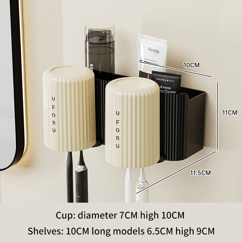Premium Wall-Mounted Toothbrush and Cup Holder Rack
