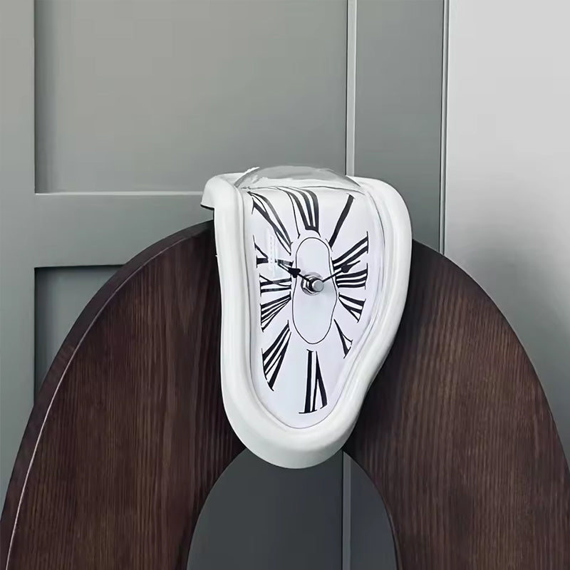 Twisted Corner Clock: Retro Melting Design with Roman Numerals