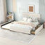 Queen Upholstered Platform Bed with Twin Size Trundle and Two Drawers  Beige - Korvel