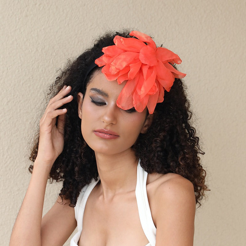 Oversized and exaggerated handmade fabric flower versatile headband - Korvel