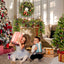 Christmas Tree Artificial Christmas 4-piece Set, including flower wreath, flower wreath, and 2 entrance trees, with LED lights - Korvel