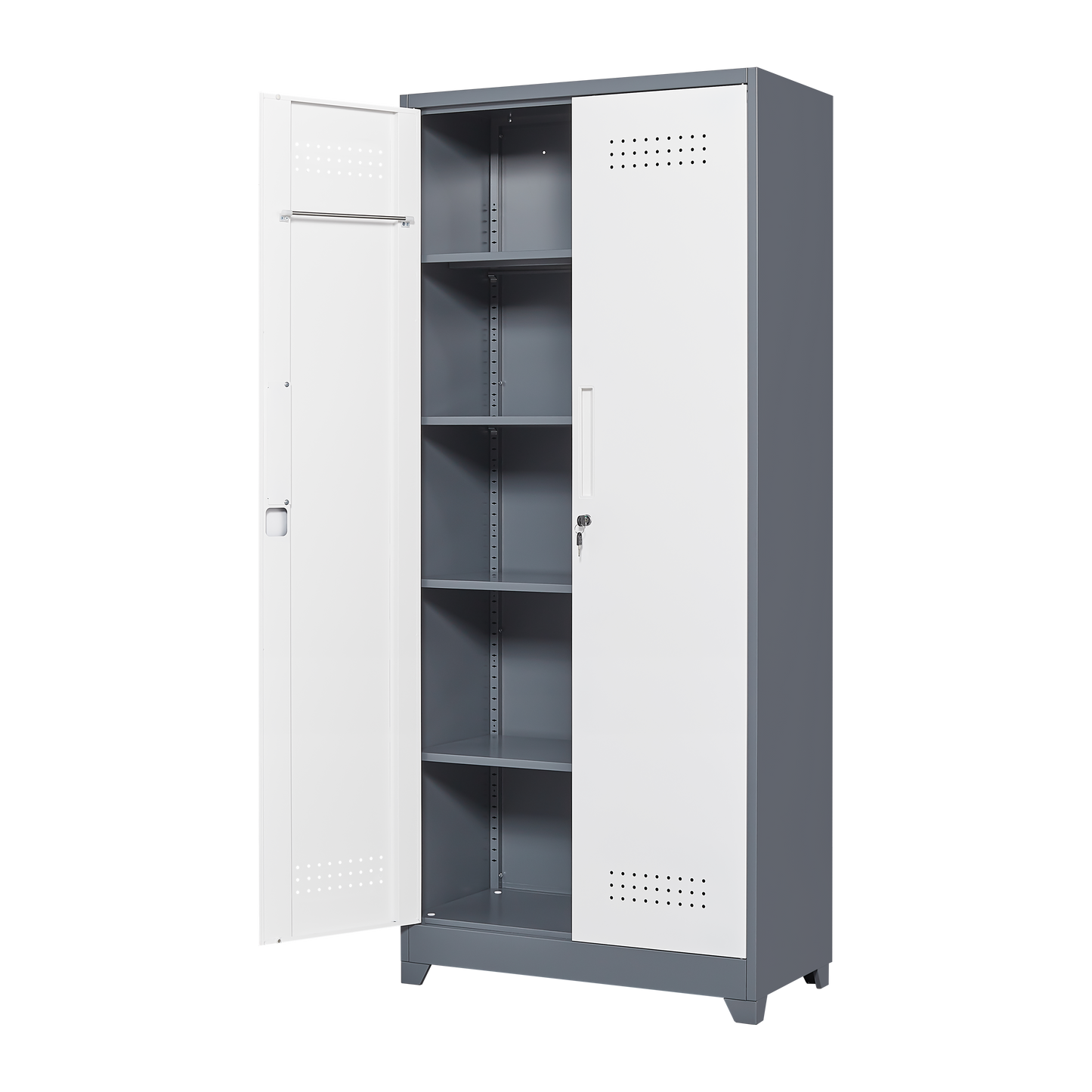 Metal storage cabinets, lockable cleaning tool cabinets, high broom tool organizers, and large storage cabinets in storage store - Korvel