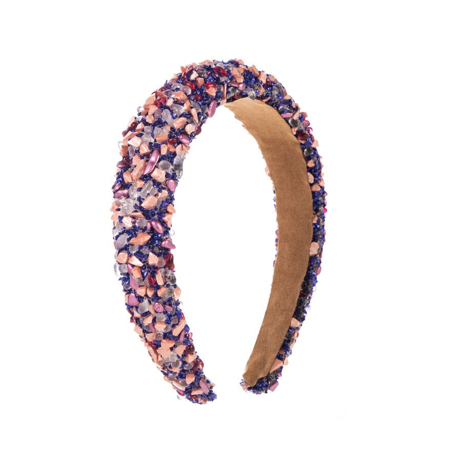 Exaggerated Baroque Colorful Crystal Candy Sponge Wide Edge Hair Hoop Headband - Korvel