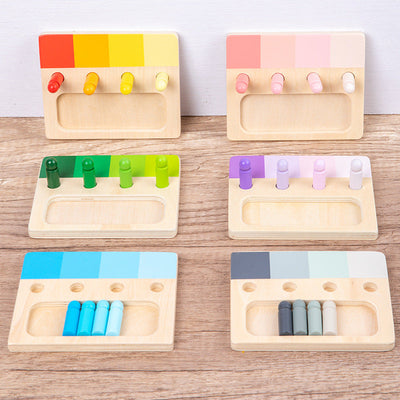 Colorful sensory integration wooden insert board, hands-on and brainpower color discrimination teaching aids, children's wooden toys - Korvel