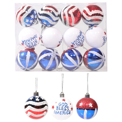 American Independence Day Christmas Plastic Balls Christmas Tree Decoration Hand drawn Ball Set - Korvel