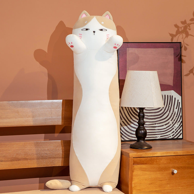 Japanese Chubby Cat Plush Toy Doll Cute Cat Pillow Children Bed Long Pillow Doll - Korvel