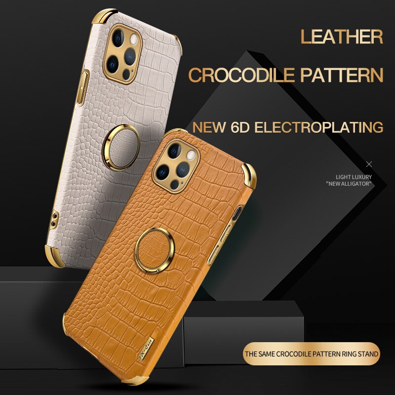 Luxury Crocodile pattern Leather Holder Phone Case For iPhone 11 12 13 Pro Max Mini X XR XSMax 7 8 Plus SE 2020 Shockproof Cover - Korvel