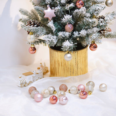 Light Gold Christmas Ball Ornaments - 3cm Set of 33