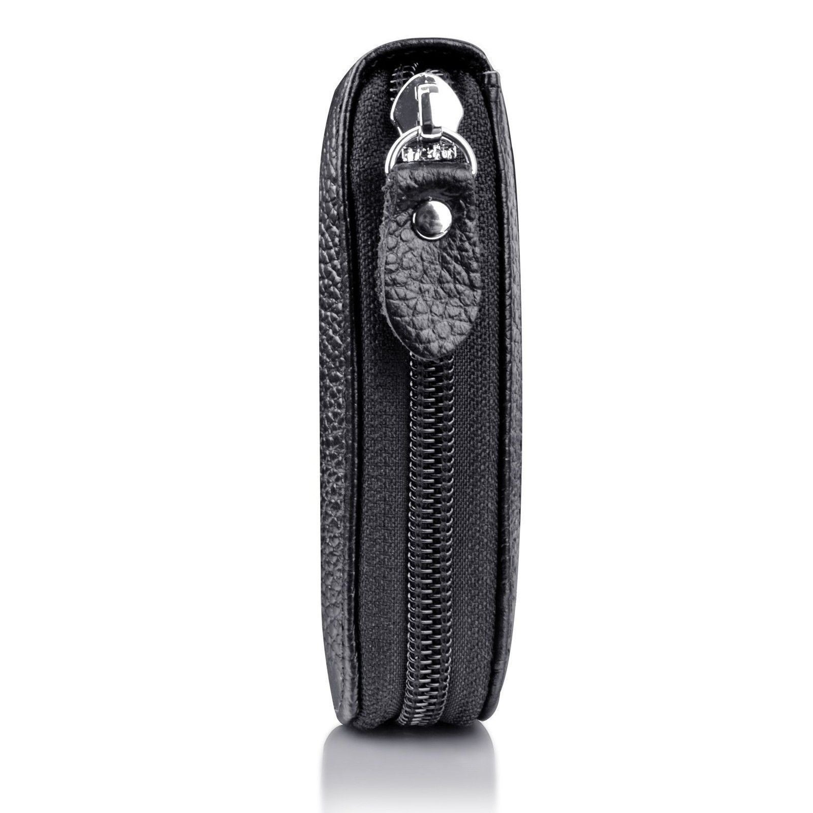 Men's Wallet Genuine PU Leather Credit Card Holder RFID Blocking Zipper Pocket Men bag Multi-card zipper - Korvel