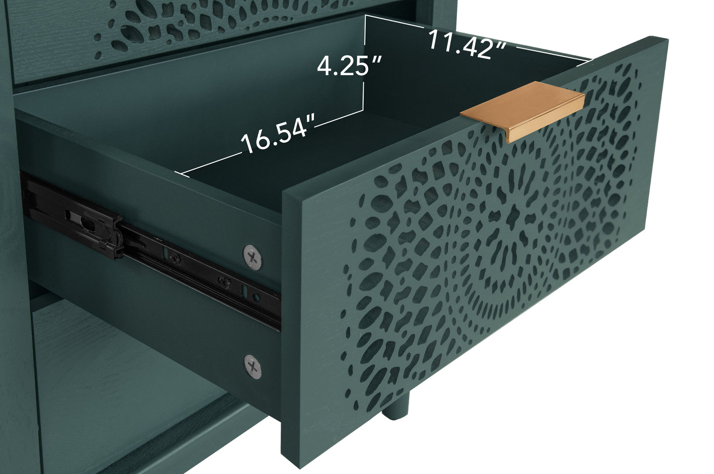 Commode de rangement à 3 tiroirs en bois creusé